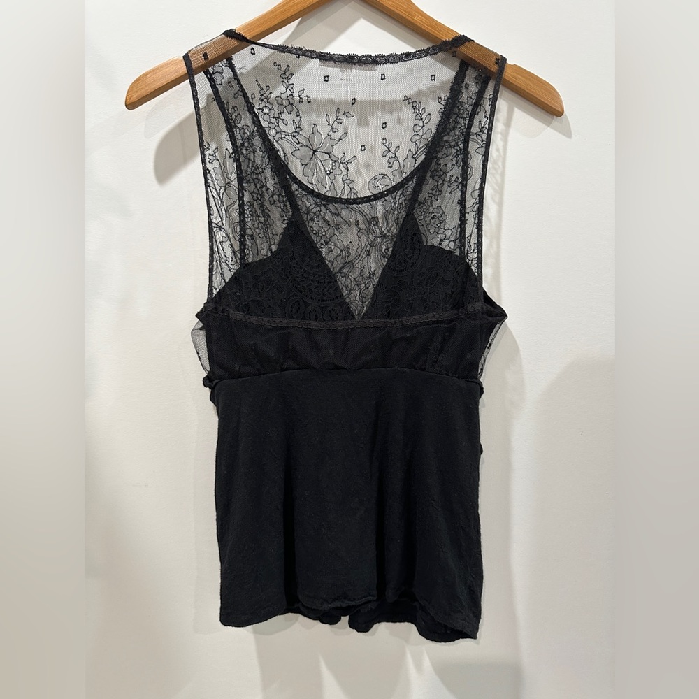 Vintage Vanessa Bruno Lace Overlay Tank Top Size 3 (French) – Paris 2000's